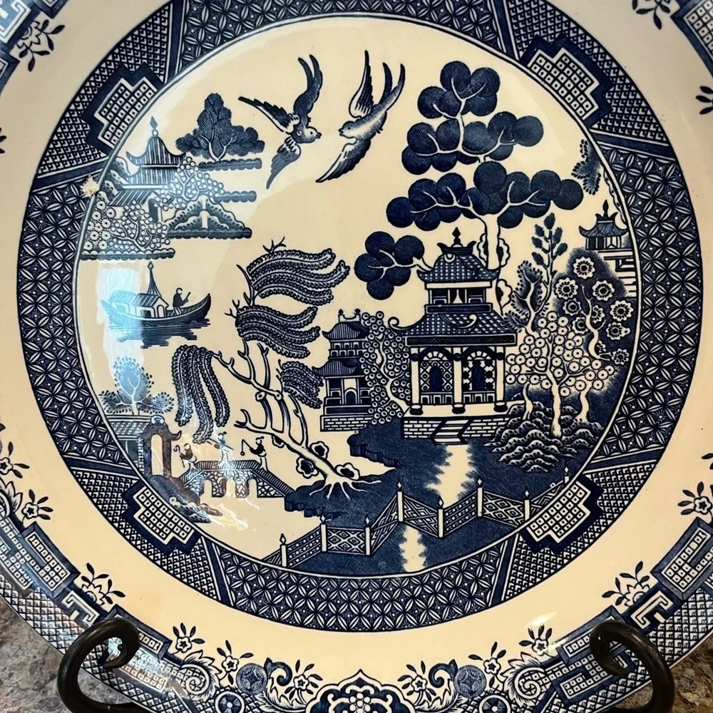 Churchill Blue Willow Blue and White Platter 12” Made in England